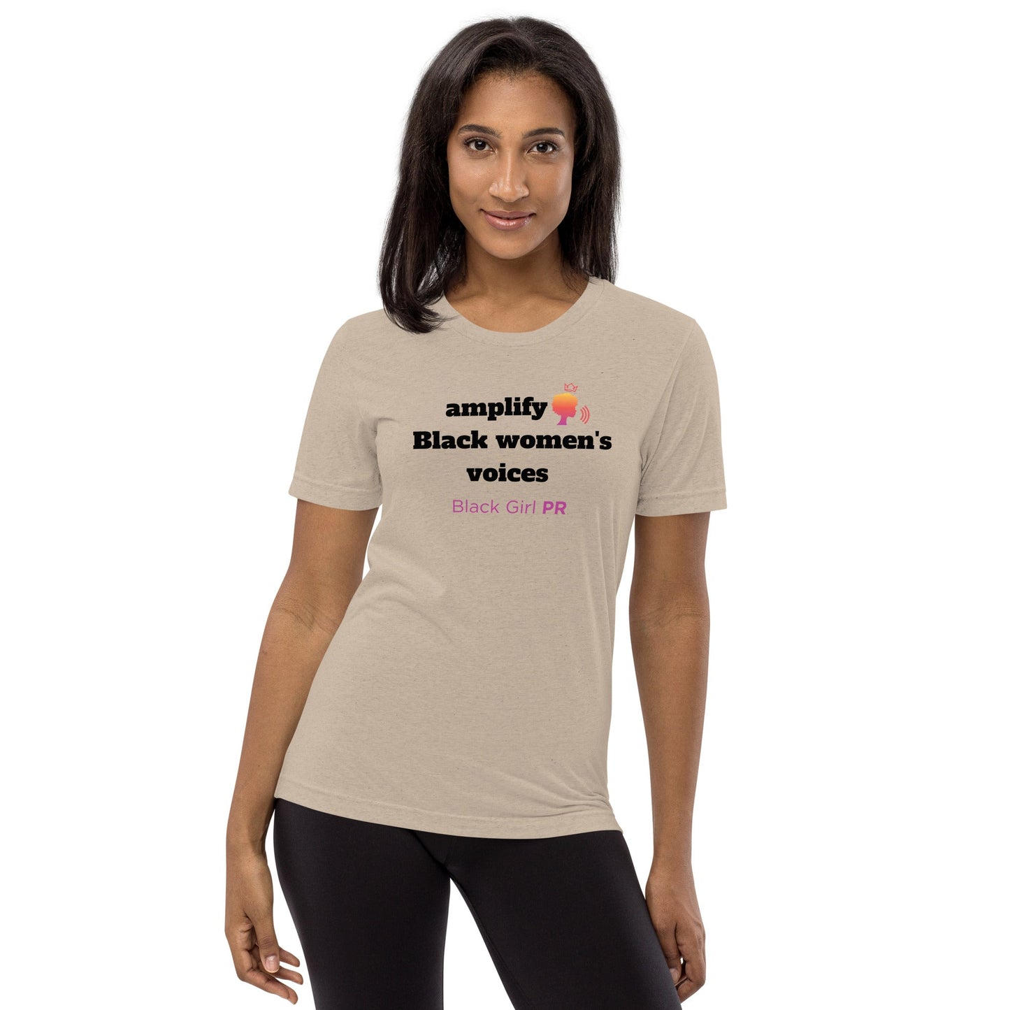 Amplify Black Women's Voices Fitted Short Sleeve T-Shirt - Black Girl PR™