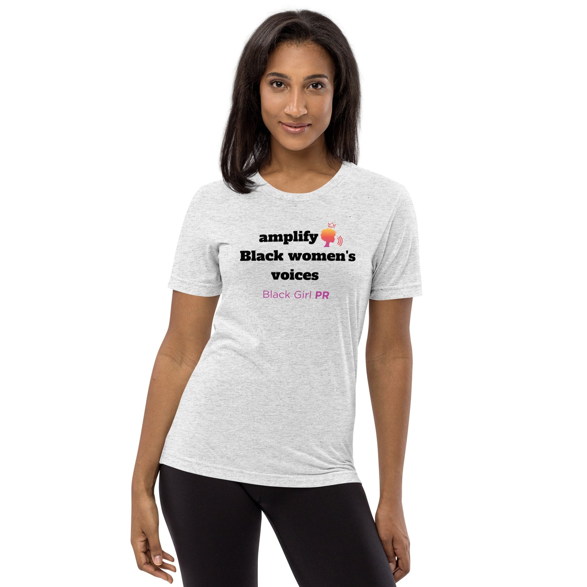Amplify Black Women's Voices Fitted Short Sleeve T-Shirt - Black Girl PR™