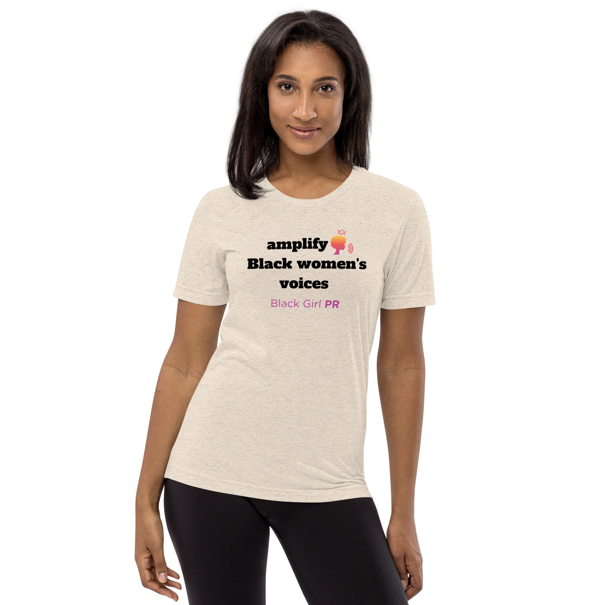 Amplify Black Women's Voices Fitted Short Sleeve T-Shirt - Black Girl PR™